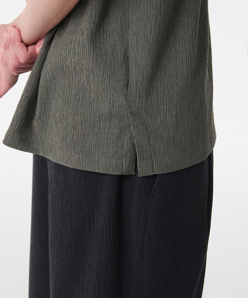 Musinsa Standard Crinkle Relaxed Short Sleeve Shirt [Khaki Gray]