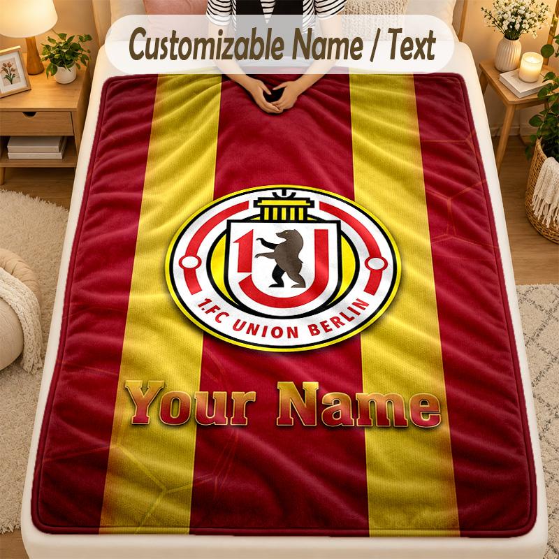 Flanell-Decke 1. FC Union Berlin Benutzerdefinierter Name Text Personalisierte Weiche Warme Überwurfdecke Heimdekoration Geschenk