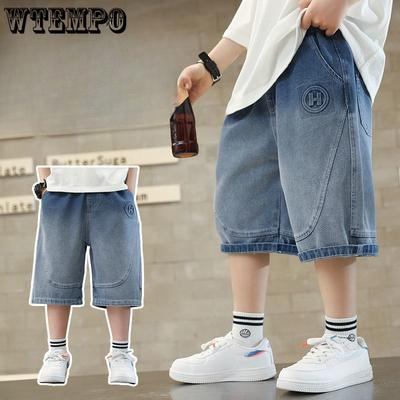Boys' Mid Length Pants Summer Men's Summer Clothes Denim Five Quarter Pants Children's Loose Shorts