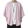 Men's Spring and Summer Loose Plus Size Taoist Robe Ancient Style Zen Clothing Thin Cardigan Solid Colour Skin Friendly Sun Shirt