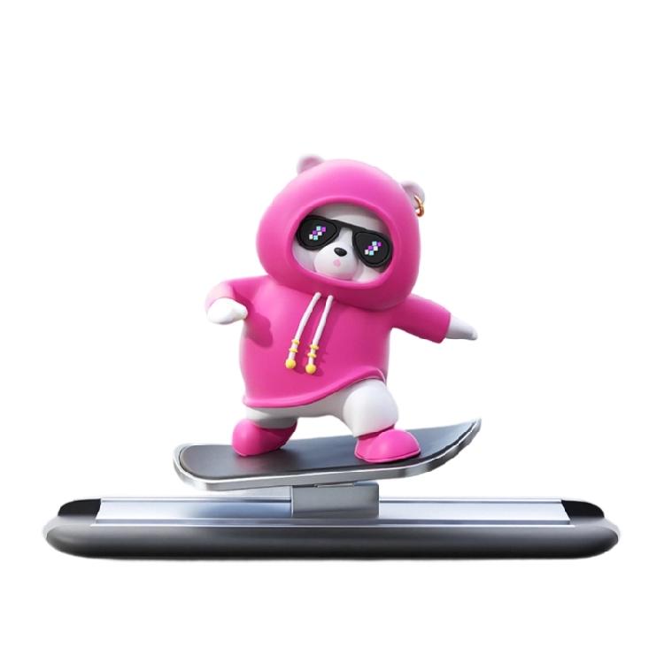 Lovely Skateboard Bear Car Interior Center Console Screen Ornaments Automatic Sliding Decoration Adhesive