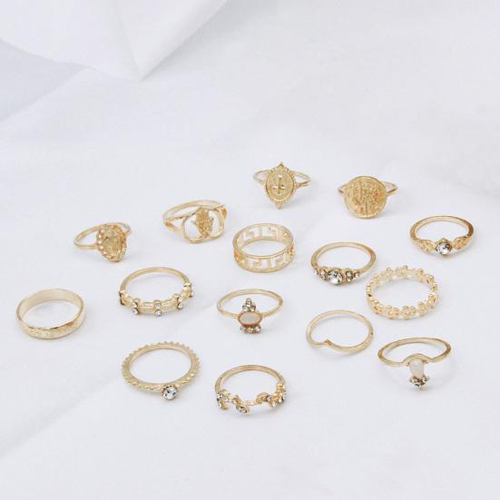 15Pcs Twist Stackable Knuckle Rings Carved Hollow Heart Finger Rings Jewelry Accessory