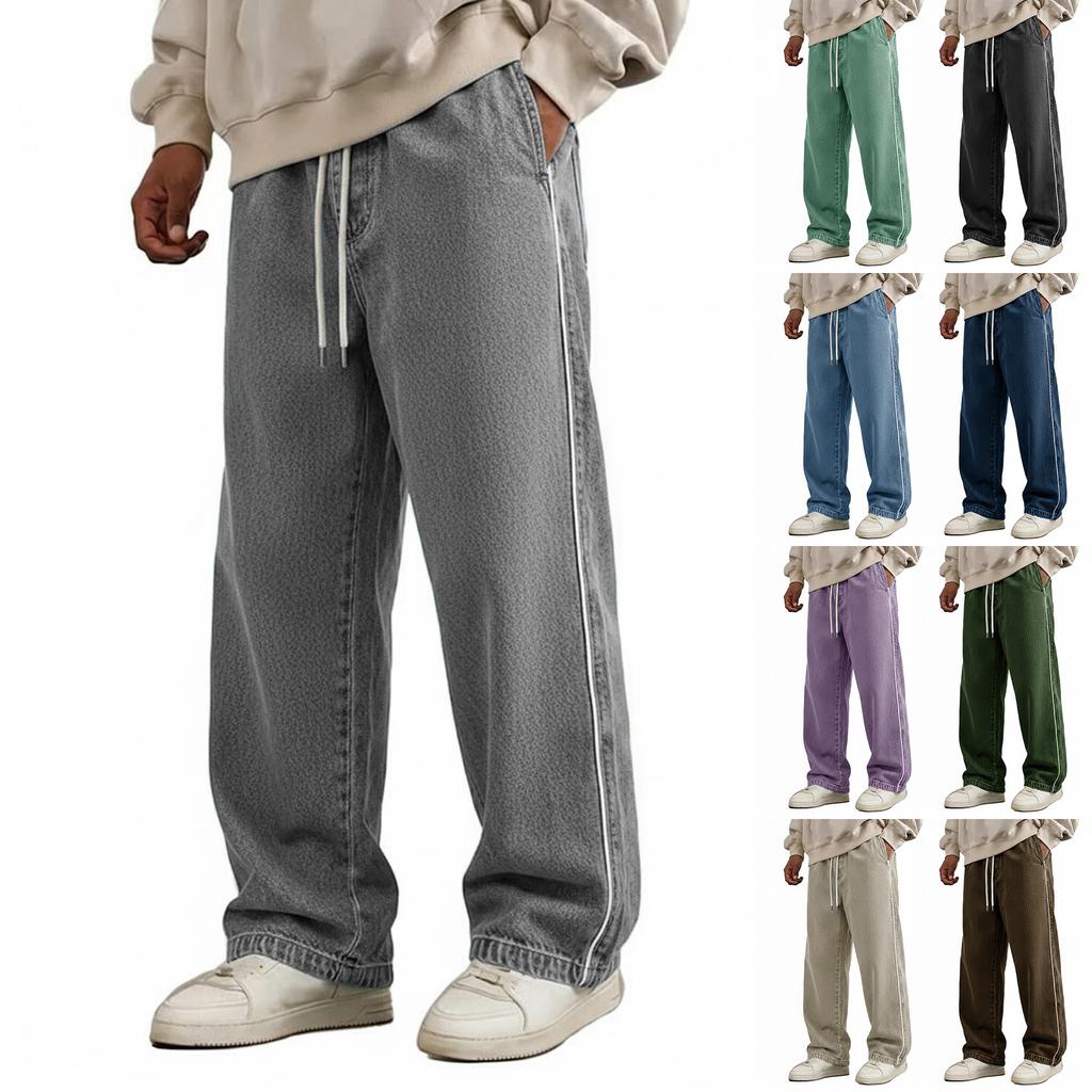 Men's Classic Straight Slim Fit Stretch Waist Jeans For Older Men