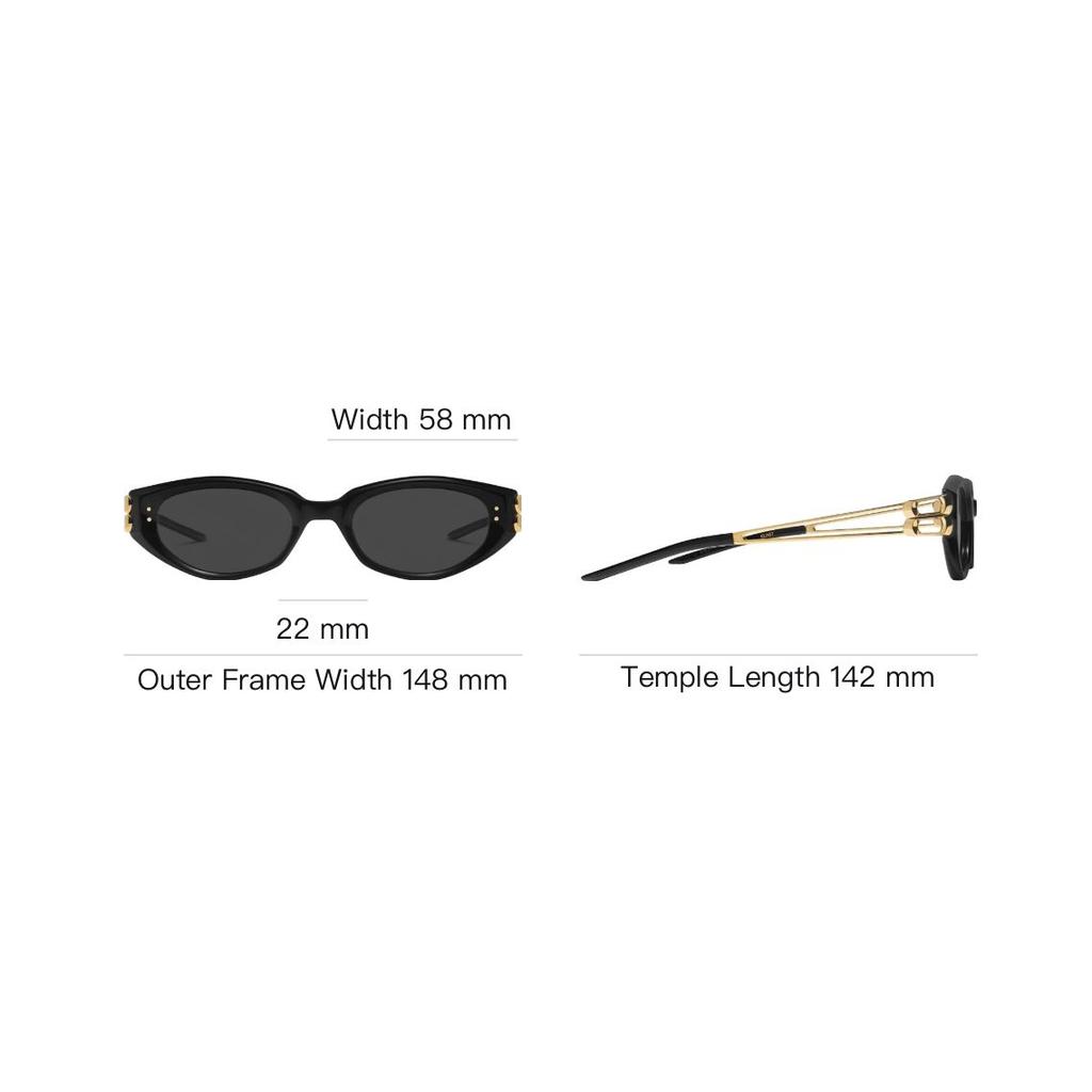 Gentle Monster Cat Eye Sunglasses With Adjustable Degree Unisex Sunglasses Black KUNST01GD