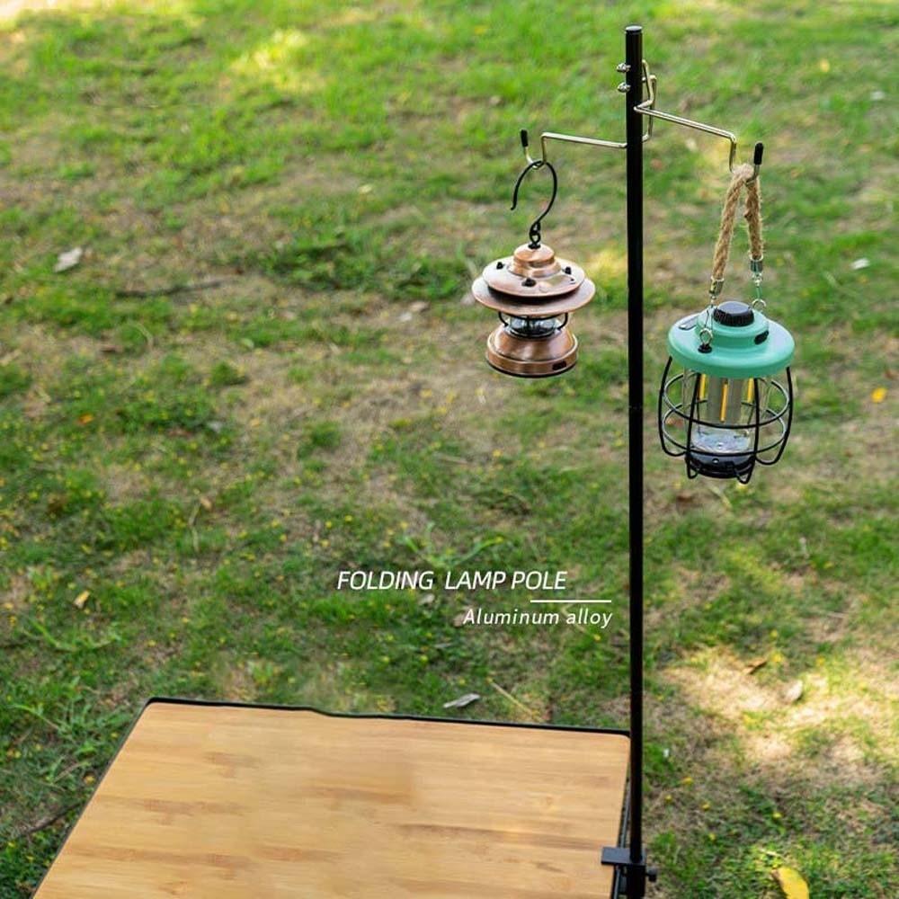 Polyester Folding Lamp Stand Adjustable Portable Lantern Holder Camping Lamp Rod Travel