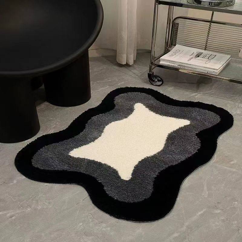 

VIKAMA Wave-Shaped Cloud Pattern Rug Plush Absorbent Bathroom Mat Bedside Anti-Slip Rug for Bedroom Home Decor 40X60cm 15.7X23.6in