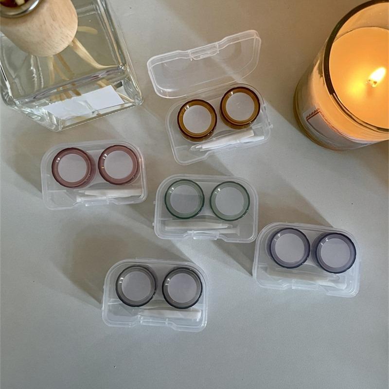 Vintage Contact Lens Case with Tweezer Mini Cute Eyes Care Contact Lenses Container Box Travel Kit Eyewear Accessories Organizer