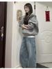 Women's Petite Gray Sweatshirt Jacket - 2025 Korean Style Autumn Winter Versatile Commuting Outfit