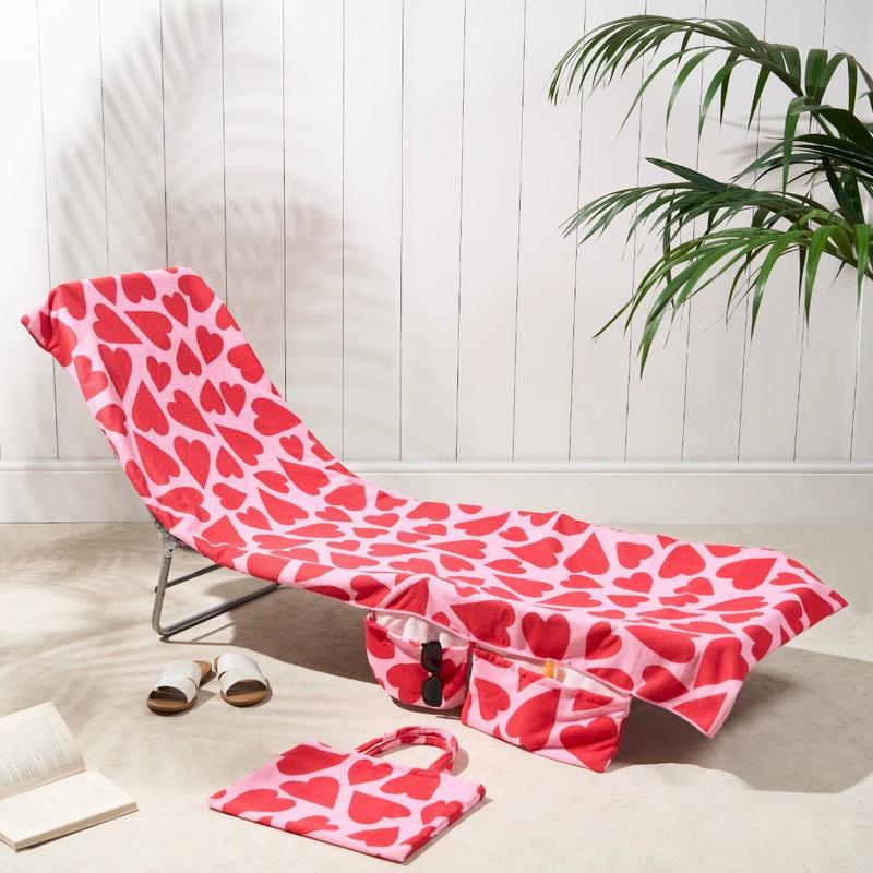 Beach Chair Cover with Pockets, Microfiber Lounge Chair Towel with Storage Bags, Quick Dry Chaise Lounge Cover for Pool Sunbed