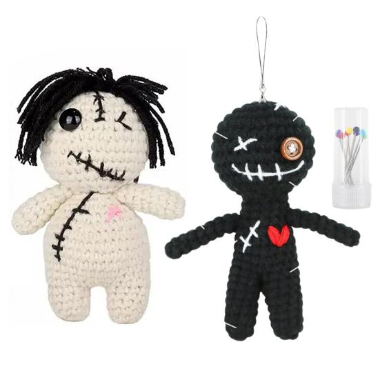 Positive Voodoo-Puppe Emotionale Unterstützung Voodoo-Puppe mit Nadeln Gehäkelte Voodoo-Puppe Inspirierendes Geschenk für Freunde Kollegen Stressabbau