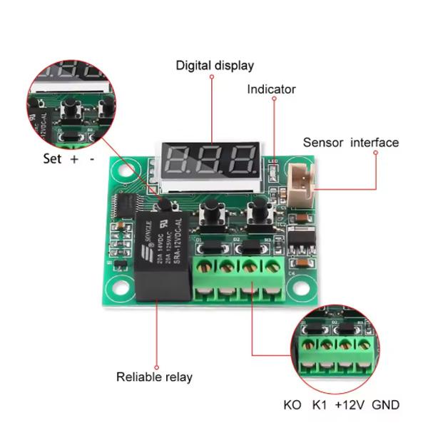 Temperature Controller Module with Case XH W1209 LED Display Digital Thermostat Module with Waterproof NTC Probe -50~110℃