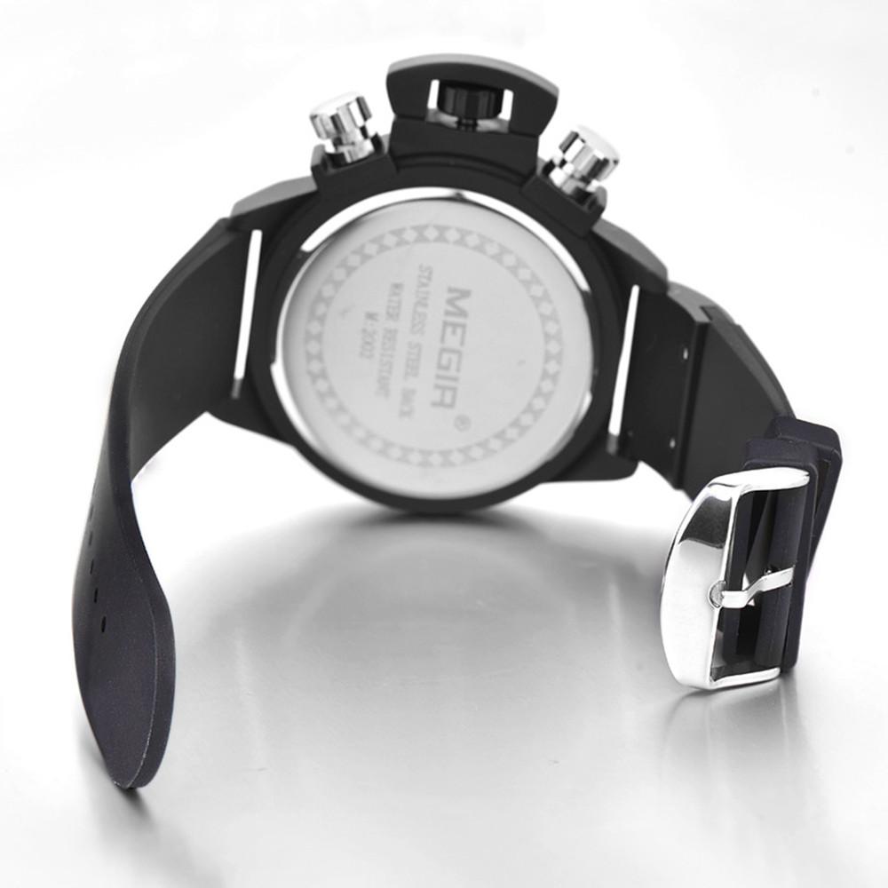 MEGIR Men Watches Luxury Sport Chronograph Waterproof Date Fashion Quartz Wristwatch Big Dial Silicone Strap Clock Relogio Masculino 2002