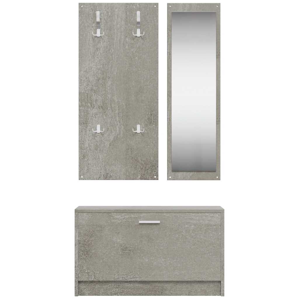 3 Piece Hall Furniture Set Concrete Grey Particleboard