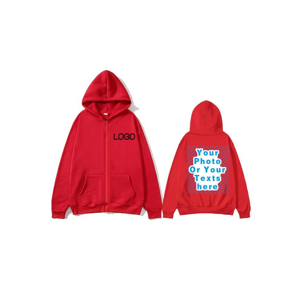 Zipper Hooded DIY12 Cardigan Sweatshirt Jacket Anytime Anywhere Design Brand Logo Custom Image Replication