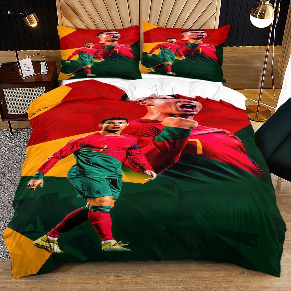 Football Duvet Cover Set Dynamic Digital Print Bedding Set Sport Jersey Comic Style for Teen Bedroom Home Decor 135x200cm