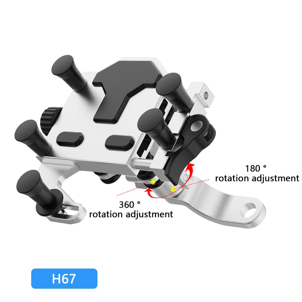 Outdoor aluminum alloy mobile phone holder 360 °+180 ° rotating motorcycle navigation phone shock-absorbing riding accessories