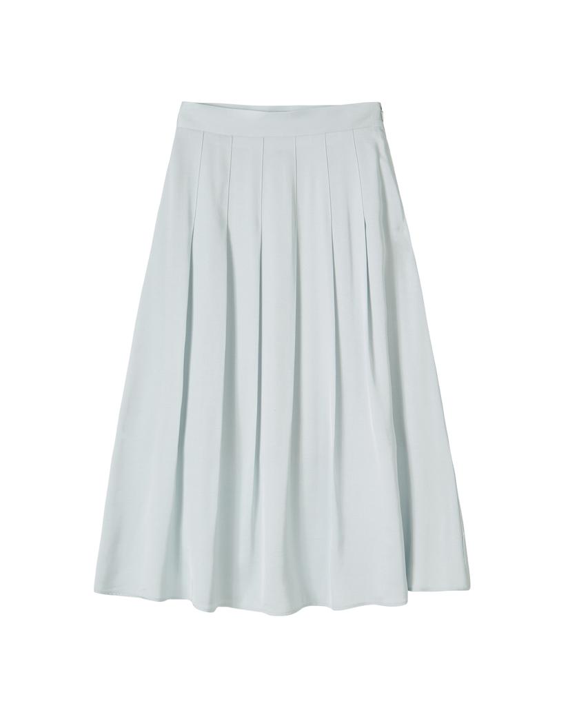 SALON DE YOHN Grace Satin Pleated Skirt_ Silver