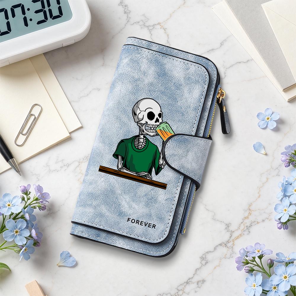 Skull Pattern Long Wallet Fashion Portable Card Holder Purse