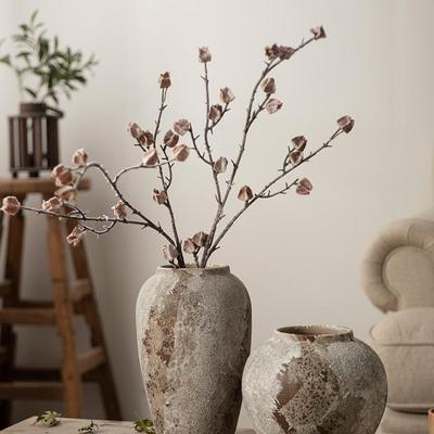 Wabi-Sabi Retro Chinese Ceramic Vase for Flower Arrangement and Decor