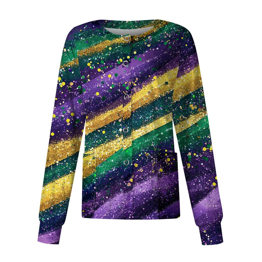 Women's Casual Long Sleeve Single Breasted Printed Dry- Top