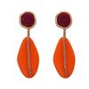 Geometric Resin Earrings Women Bohemian Style Statement Jewelry Alloy With Electroplating White Orange Color