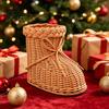 Festival Storage Solution Boots Shaped Imitation Rattan Basket, Hand Woven Decorative Container, Portable Gift Basket Large Capacity Reusable