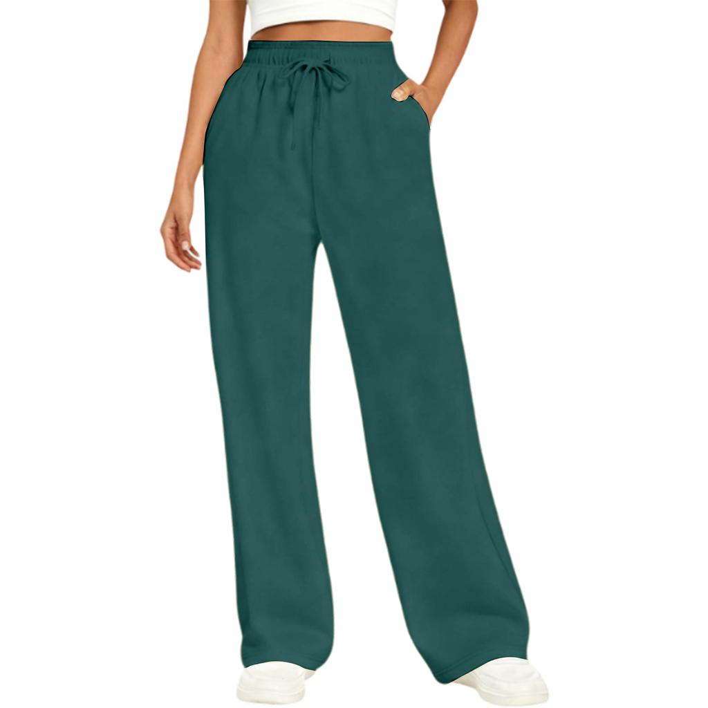 Pantaloni da jogging casual unisex a vita alta elasticizzati a gamba larga con coulisse