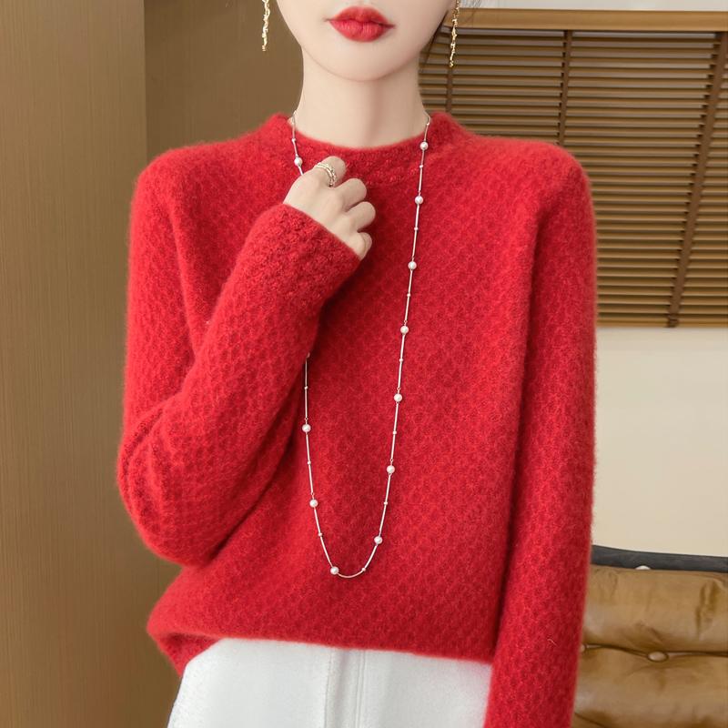 Women's Cashmere Sweater Qinghe Cashmere 30% Cashmere 70% Wool Autumn and Winter Pullover Warm and Fashionable