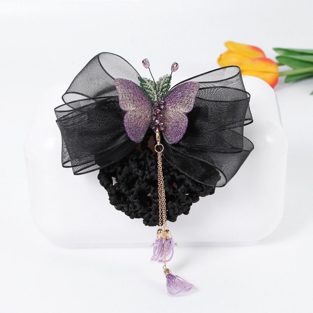 Mesh Rhinestone Women Spring Clips Korean Bun Snood Hairgrips Cover Net Professional Headdress