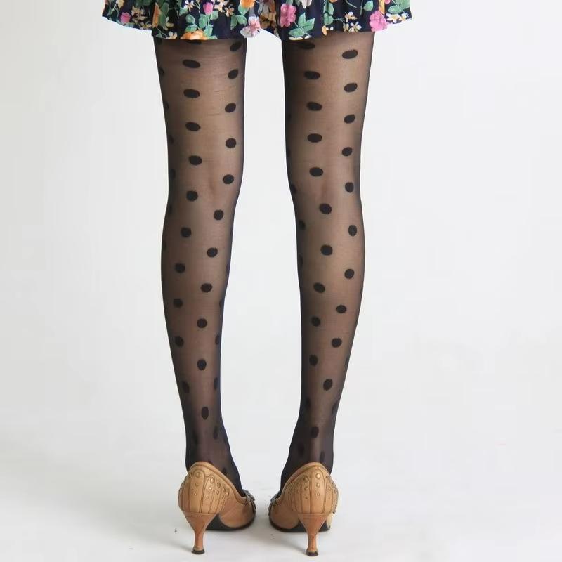 2 Pairs Women Tights Lingerie Ultra Thin Thigh High Stocking Pantyhose Female Hosiery Body Stocking Summer Polka Dot Pantyhose