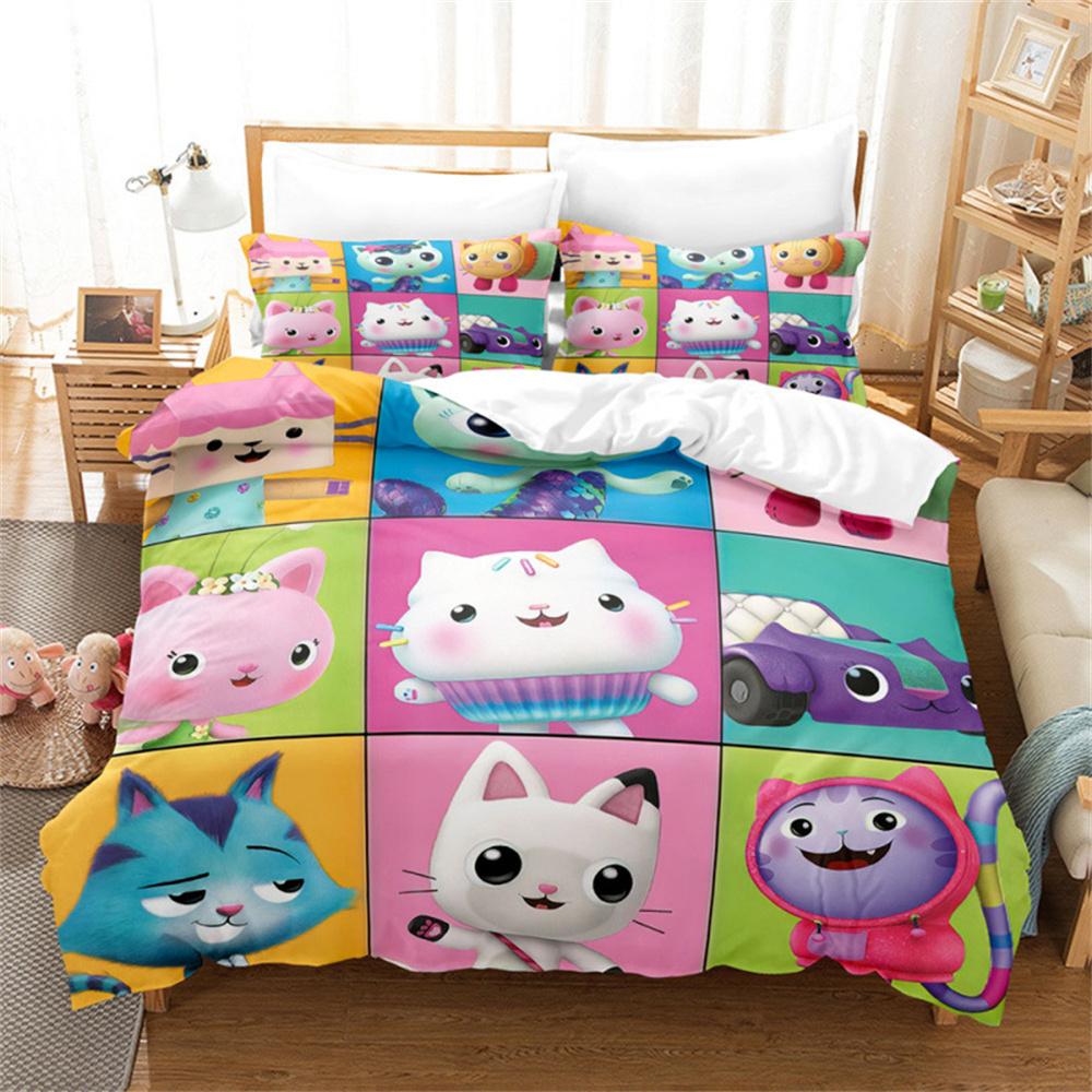 Cartoon Duvet Cover Pillowcase Bedding Set Girl Doll/House Adult Boy Girl Bedroom Decoration Children Single Double Large Size
