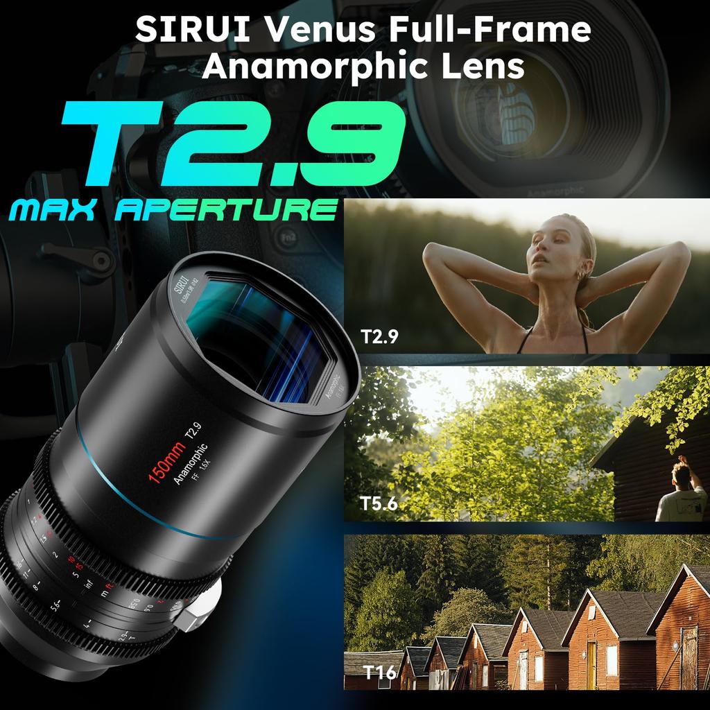 SIRUI 150mm Full Frame Anamorphic Telephoto Anamorphic Cine Lens 150mm E T2.9 1.6X Lens, (Venus Mount)