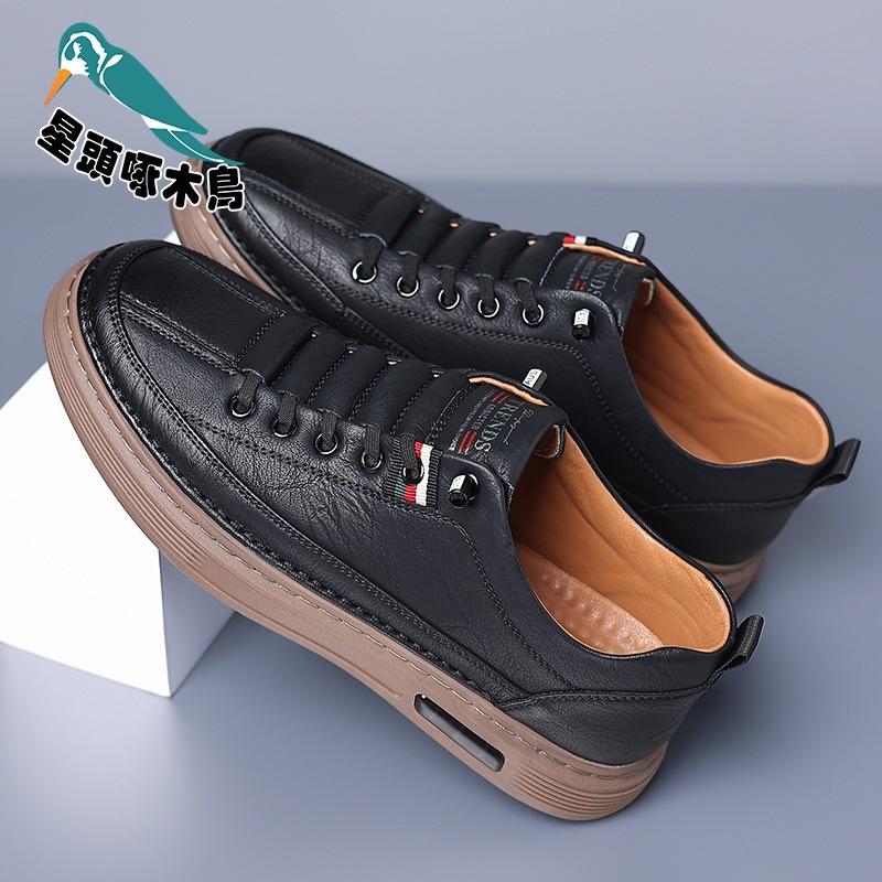 2025 Spring and Autumn Cowhide Doudou Shoes Men's Casual Driving Shoes Soft Sole Fashion Set Shoes