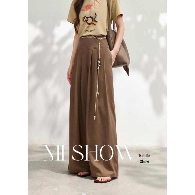 Mishow Women s 100% Lyocell High-Waist Wide-Leg Drapey Pants L