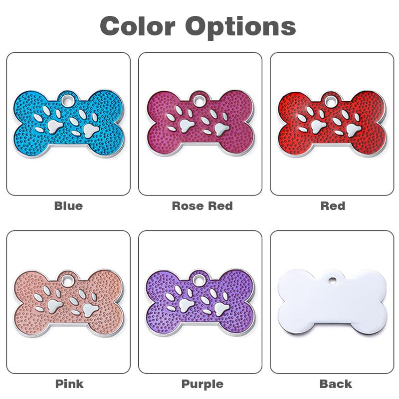 Dog Bone ID Tag-Solid Zinc Alloy Pet Name Plate with Laser Engraving Durable Anti-Lost Identity Charm for Dogs & Cats