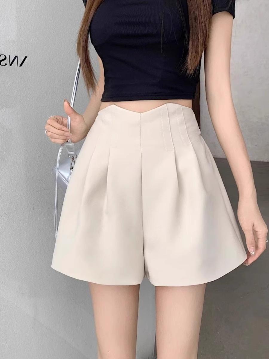 

Women s High-Waisted Slimming A-Line Wide Leg Shorts - Spring New Petite Casual Fit M
