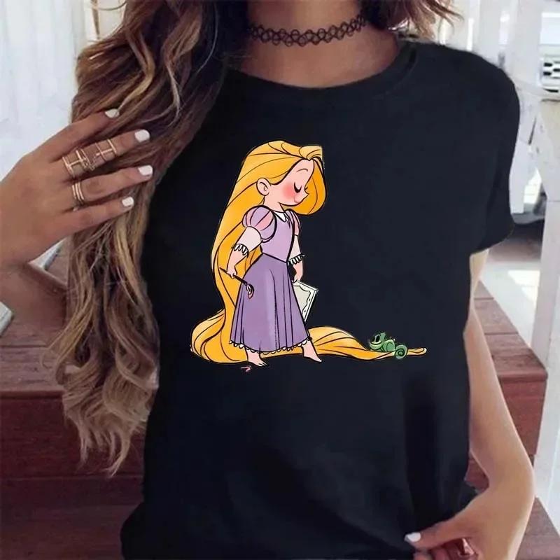 New Summer Children T Shirt  Land Princess Print Short Sleeved Tshirt Cute Cartoon Cotton Top Girls Y2k Clothing Baby Tee