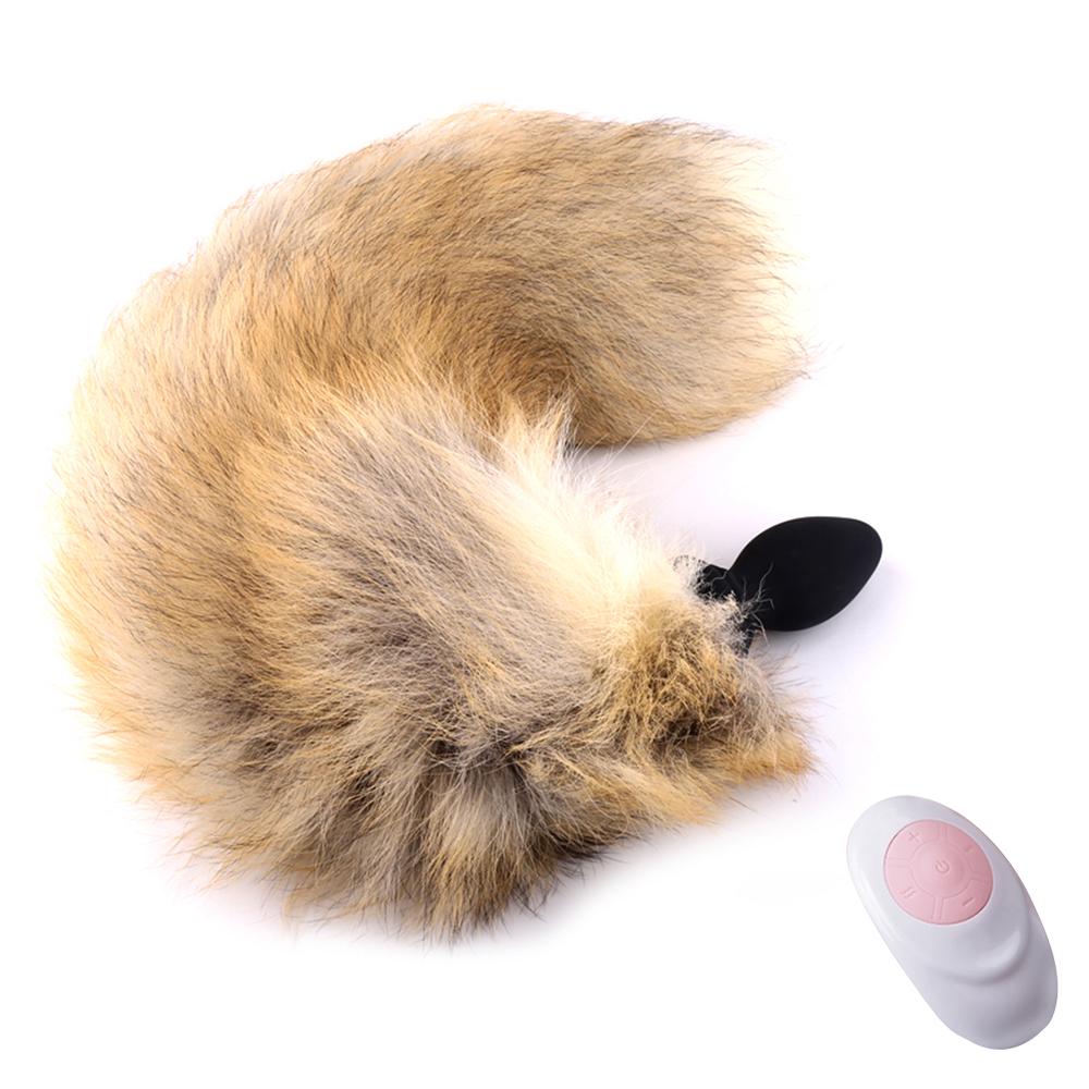 Anal Vibrator With Fox Tail Dildo Anal Plug Remote Control Anus Dilator For Women Adult Cosplay Accessories Vibrating Butt Plug