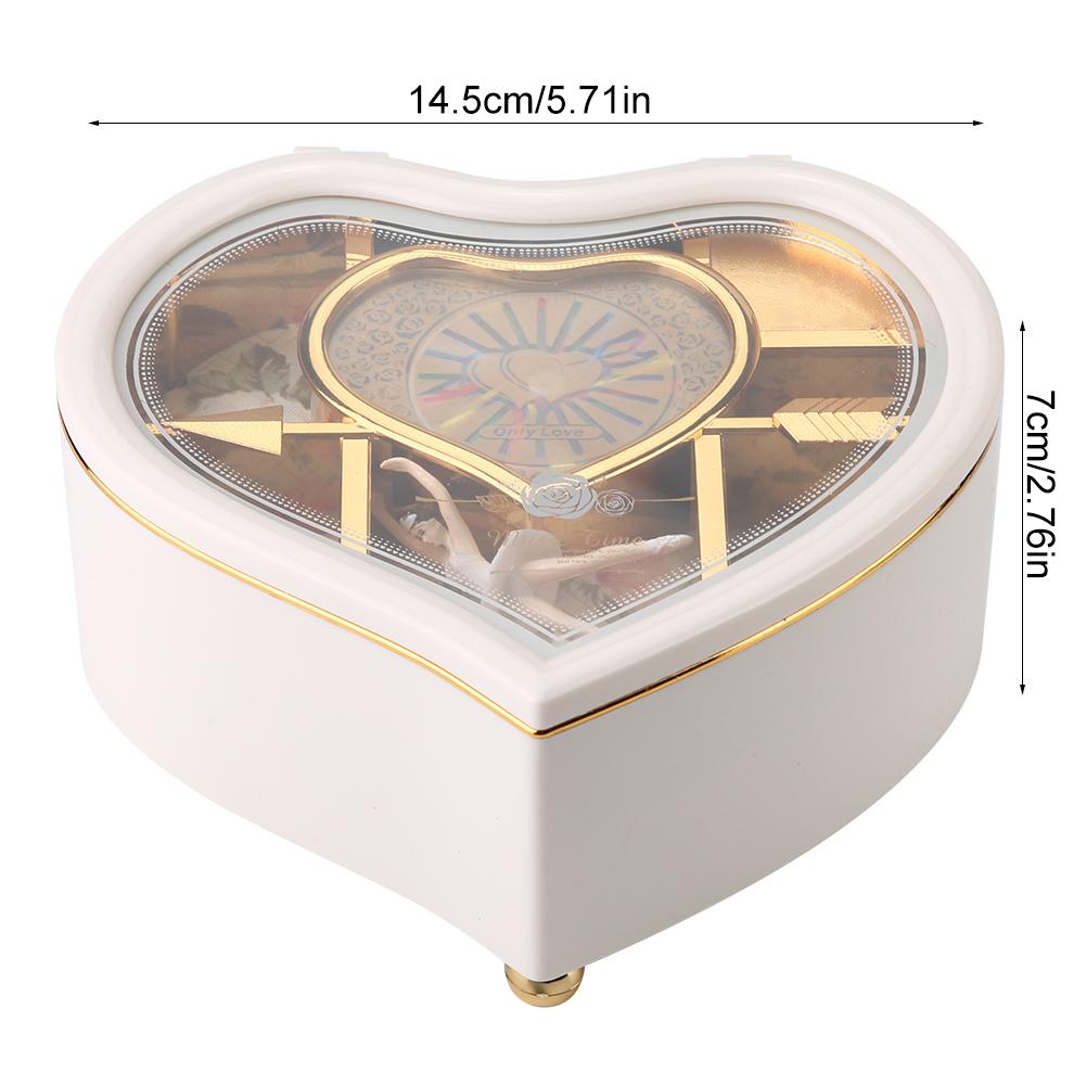 Heart Shaped Dance Ballet Music Box Jewelry Spinning Music Box Gift Present 3