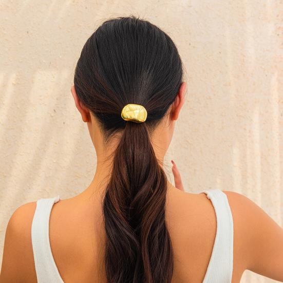 Geometric Metal Hair Tie, Alloy Elastic Ponytail Holder for Women, Minimalist Square Hair Ring for Daily Commuting Use
