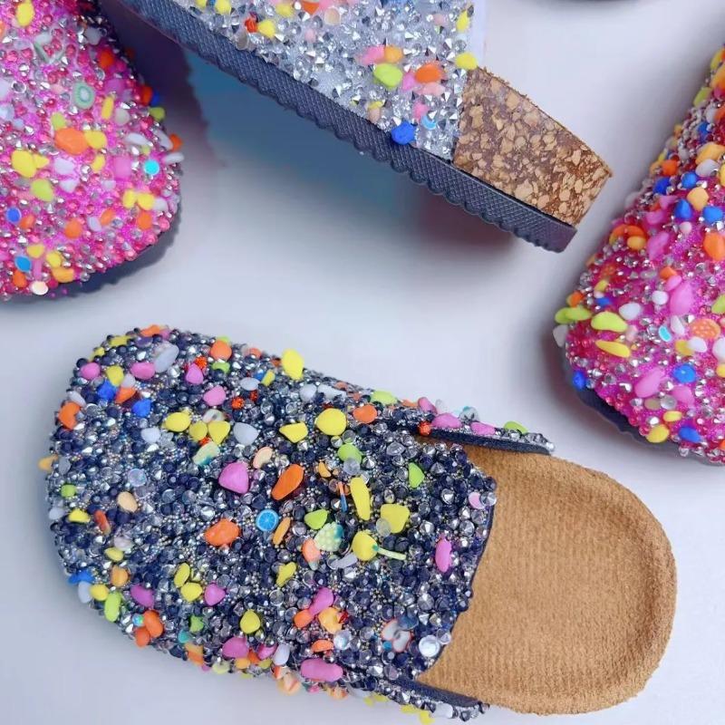 Summer Bling Children's Slippers Buckle Cork Slippers Girls Anti Slip Flat Outdoor Kids Fashion Shoes