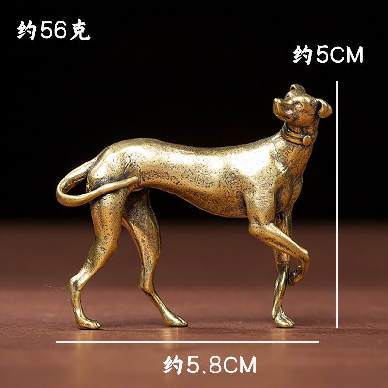 Mini Brass Puppy Statue Cute Dog Metal Sculpture Wolfdog Poodle Hound Pet Figurine Home Decoration Desktop Cabinet Ornaments