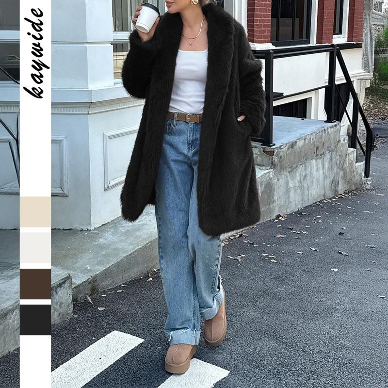 

Элегантное пальто-жакет с длинным рукавом для женщин 2025 осень и зима новый стиль модное и универсальное S чёрный