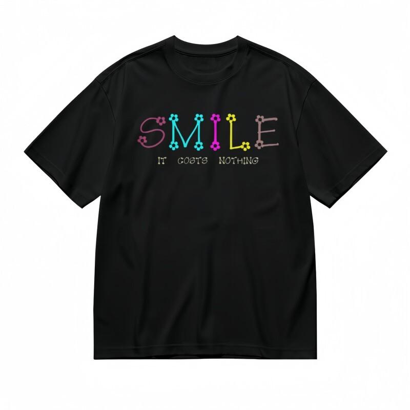 Women's Trend All-Season Classic T-Shirt Happy Slogan Colorful Font Design Tee