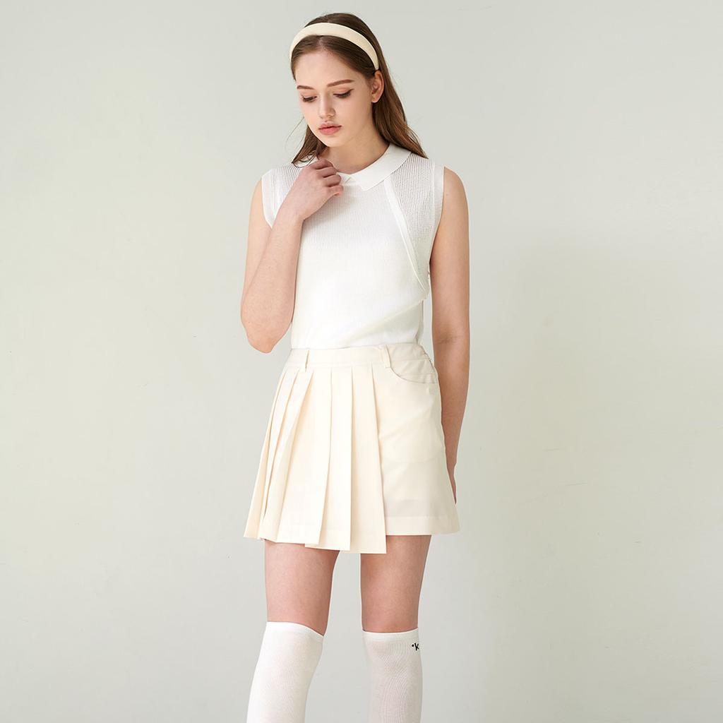 LIKK Asymmetrical Pleated Skirt (Beige)_L3A1-Sk03C