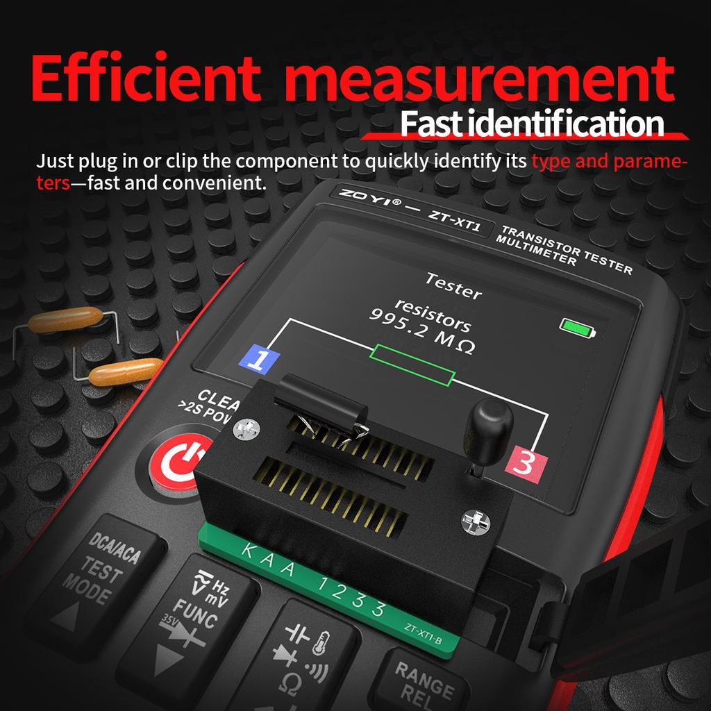 ZOYI ZT-XT1 Professional 2-in-1 Digital Multimeter Transistor Tester, Voltage, Resistance, Diode, Triode & Continuity Tester