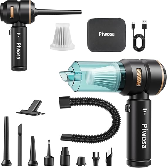 Handheld Vacuum Cordless, Car Vacuum Cleaner with Brushless Motor, Strong Suction Vacuum & Compressed Air Dusters with LED Light