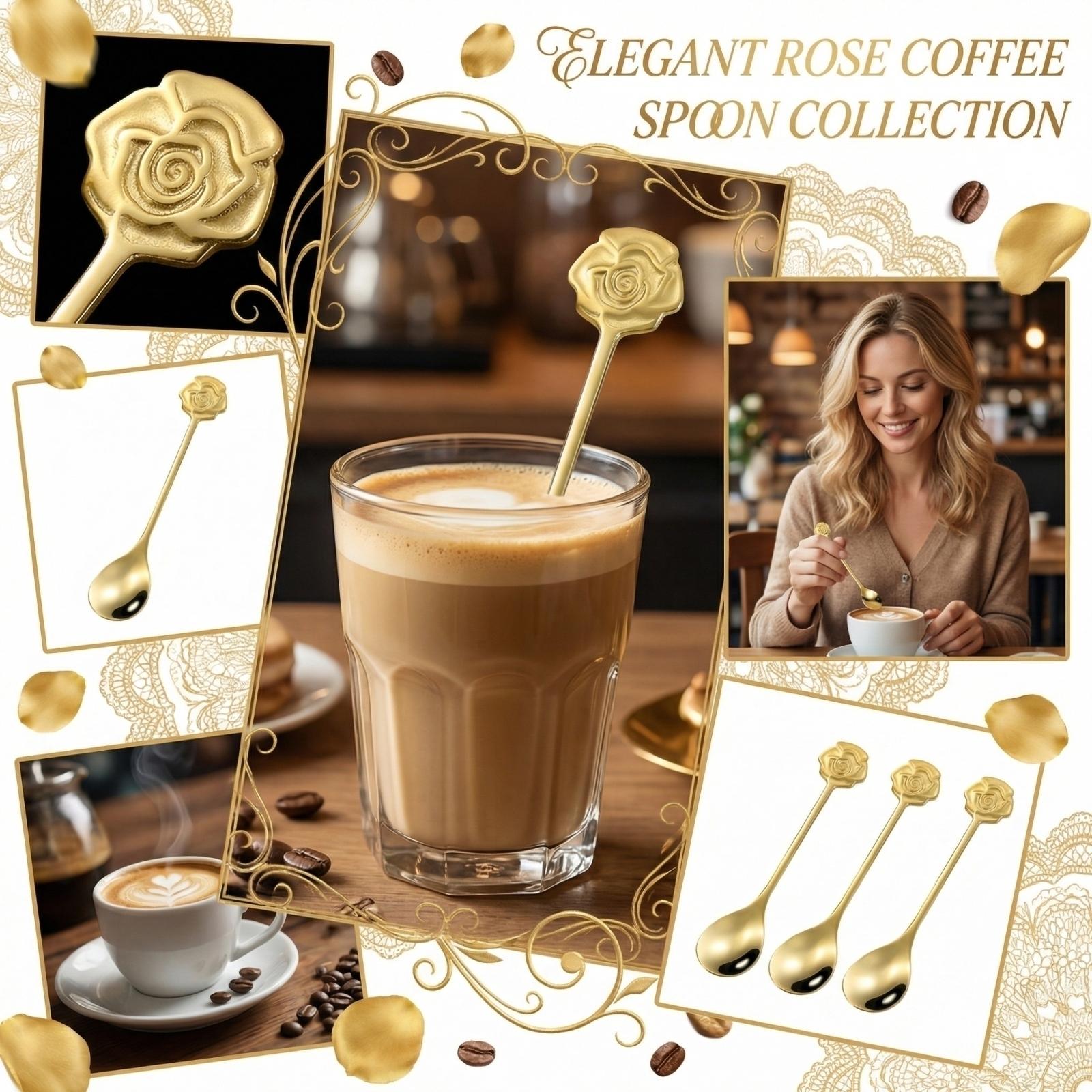 Home Stainless Steel Creative Rose Spoon Coffee Stir Spoon One Size