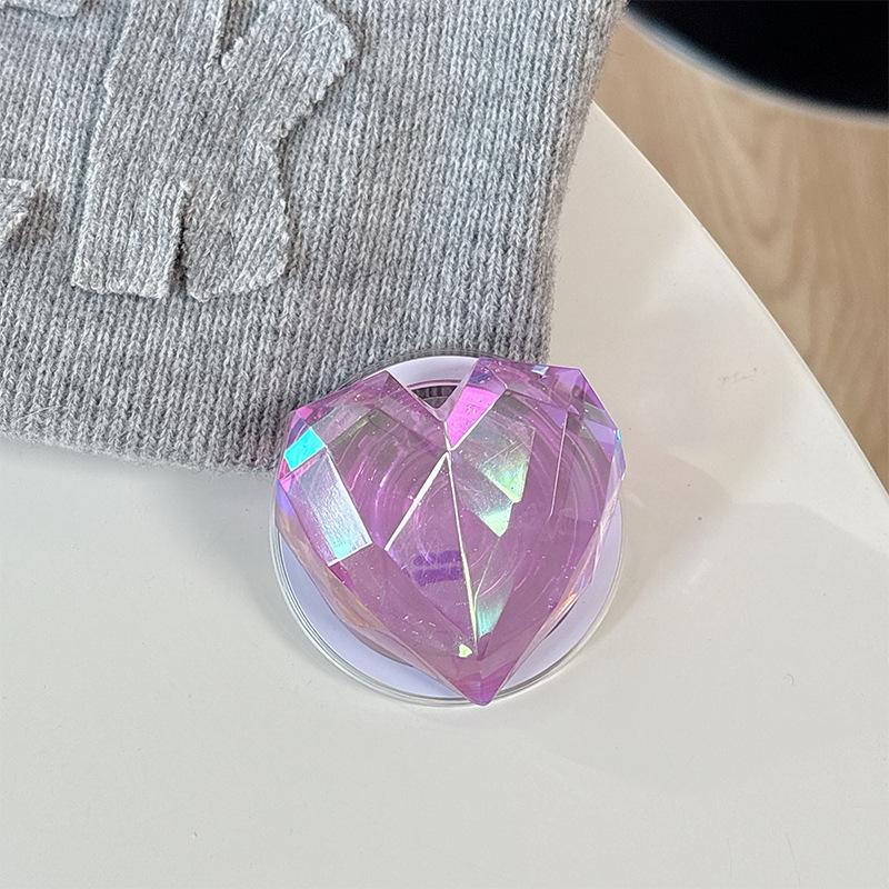 Magnetic Paste Three-Dimensional Laser Heart-Shaped Creative Desktop Drama Mobile Phone Airbag Bracket Transparent Telescopic Ring