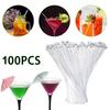 100Pcs Round Head Cocktail Muddler, Transparent Plastic Drink Stirrer for Bar Party, Reusable Swizzle Sticks